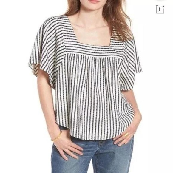 ⭐️Lucky Brand,Slimming,Vertical Striped Black/Cream,Top,Pull-Over,Size L - Picture 5 of 12